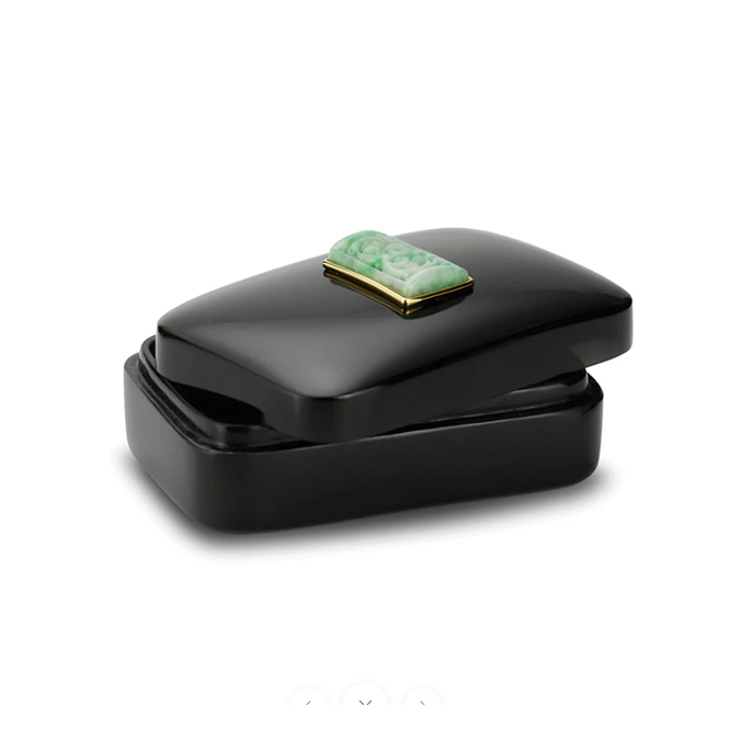 Seaman Schepps Black Obsidian Box with Jade